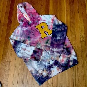 EUC As Colour R Tie-Dye Hoodie 100% Cotton Gold R Patch Beachy Style